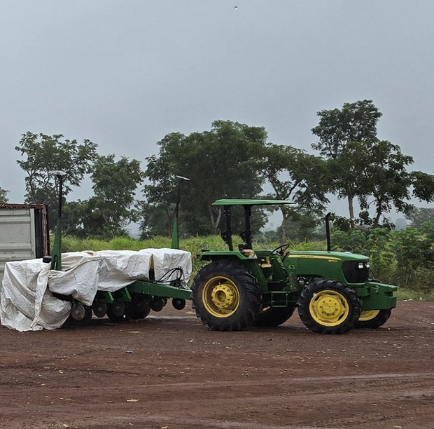 Modern tractor in rural Ghana